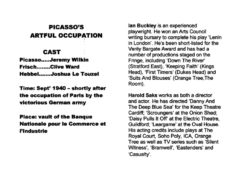 Picasso's Artful Occupation programme - large view